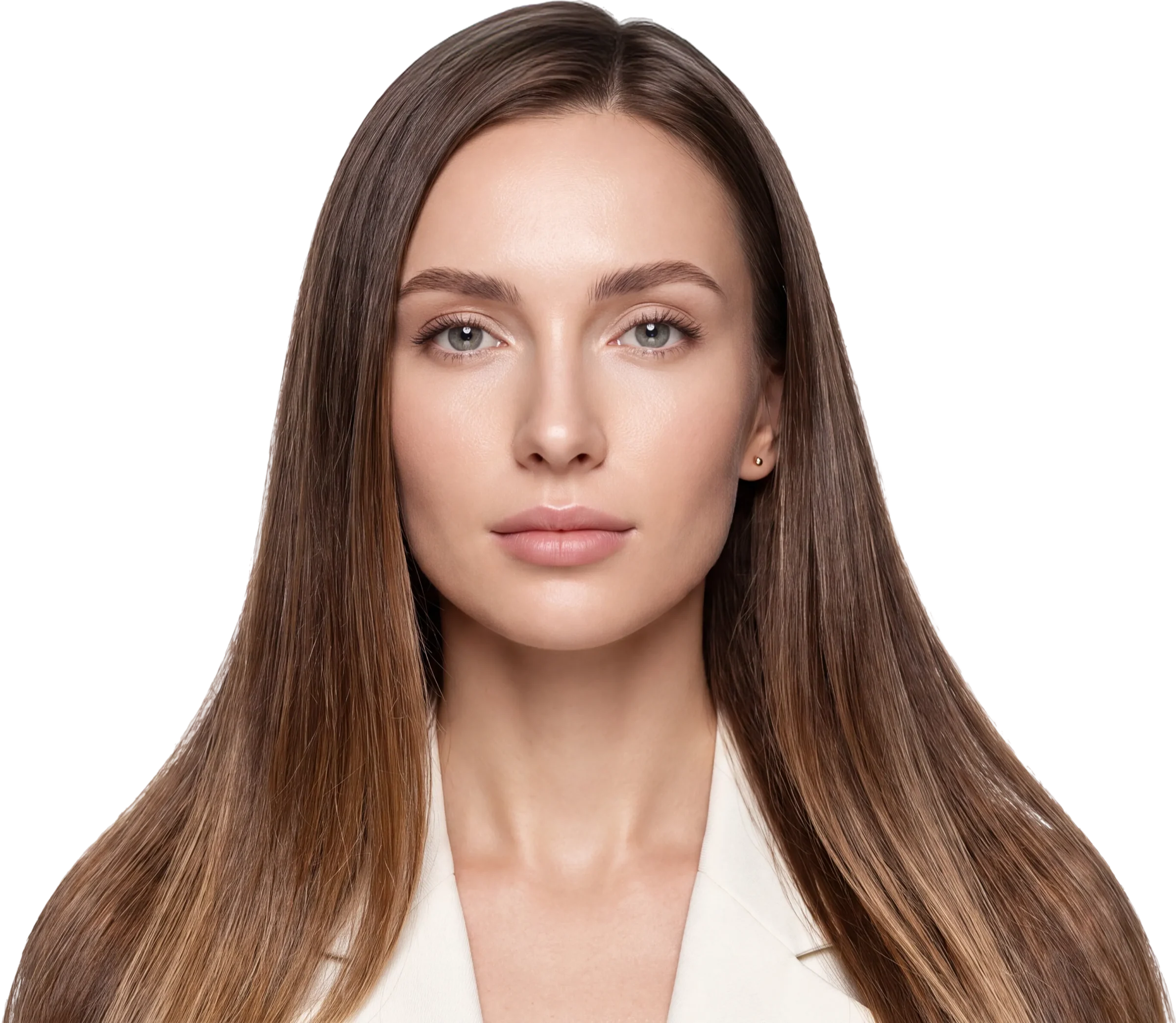 A guest of Atelier beauty salon after colour and styling
